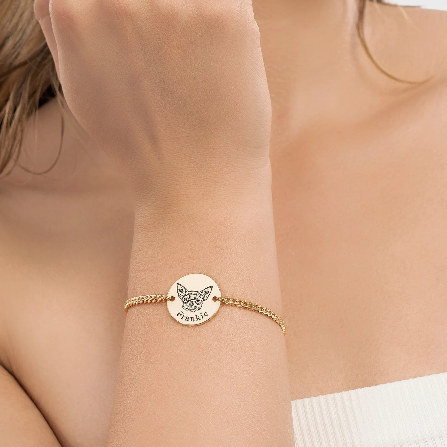 Personligt husdjursporträtts-armband