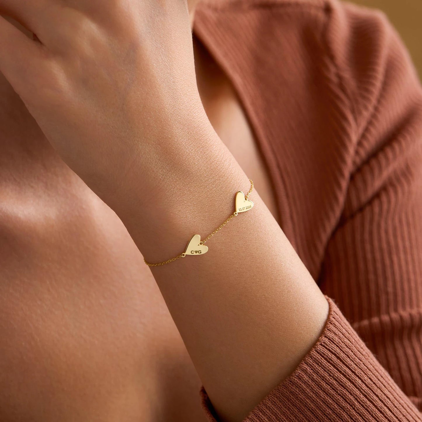 Personligt graverat hjärtarmband