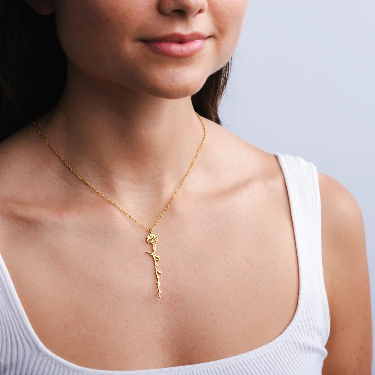 Personligt månadsblommenamnhalsband