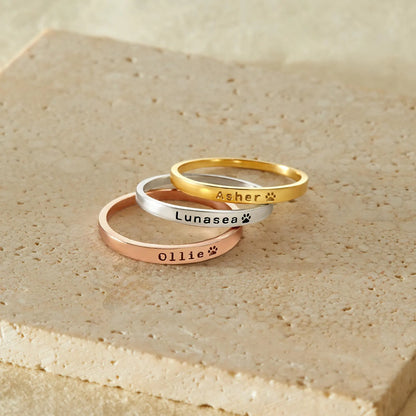Personlig ring med husdjurets namn
