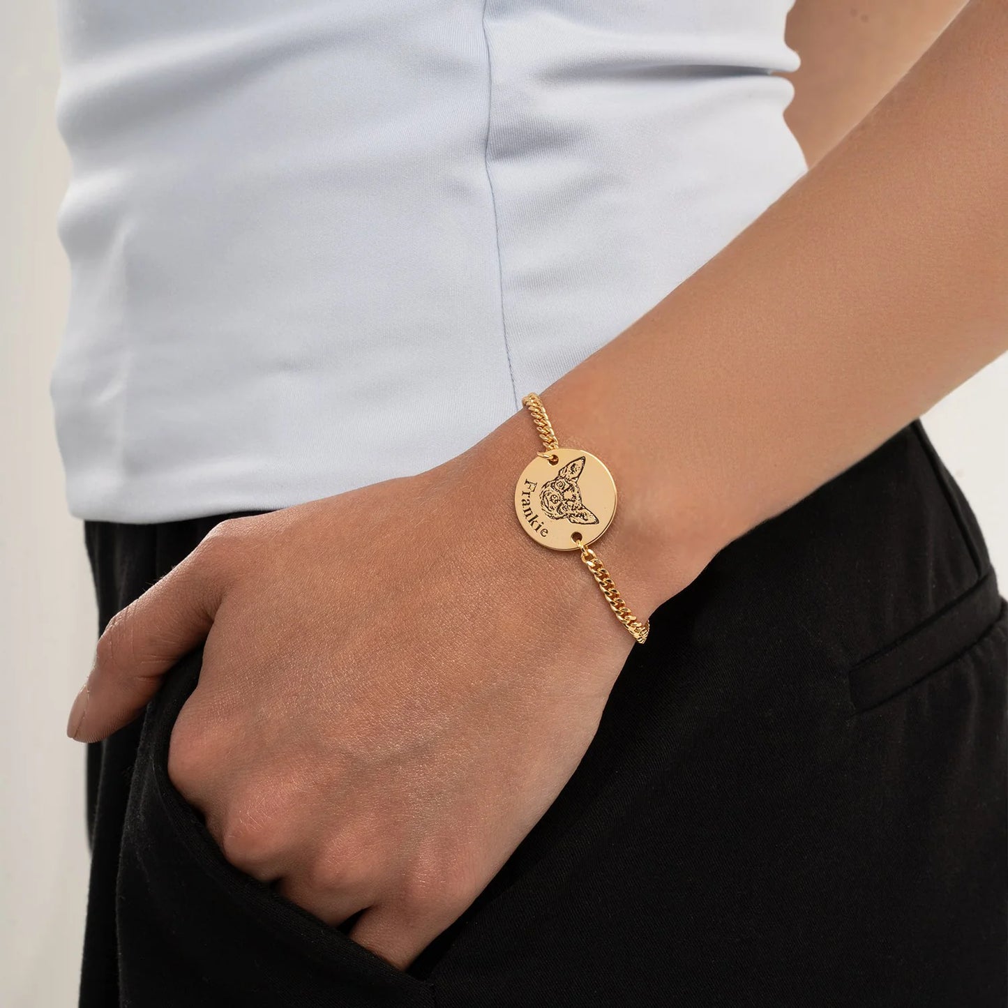 Personligt husdjursporträtts-armband