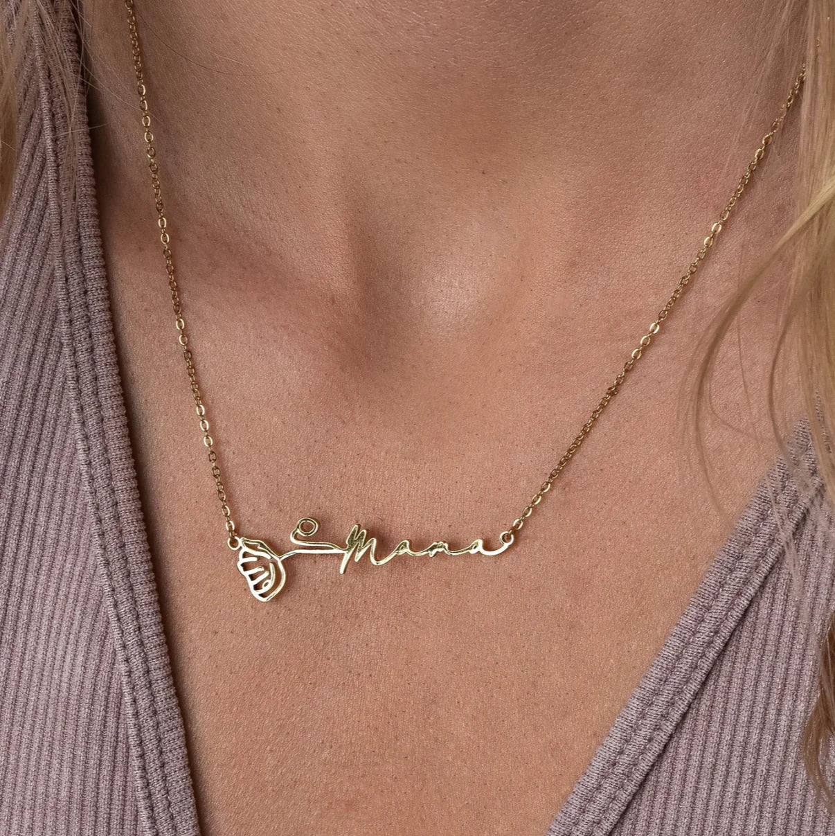 Personligt månadsblommenamnhalsband