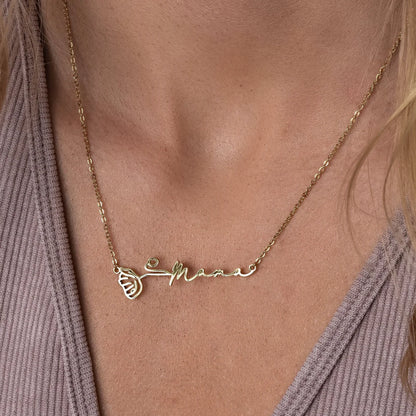 Personligt månadsblommenamnhalsband